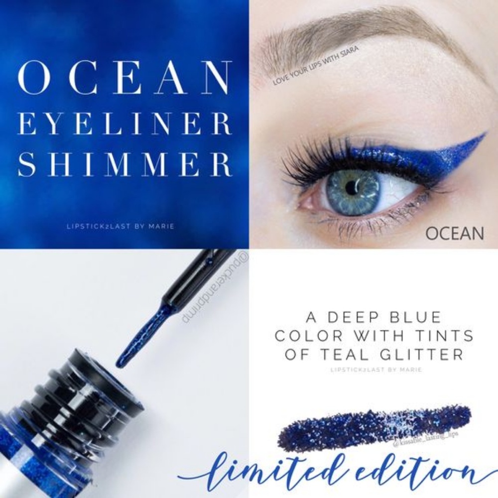 Limited Edition Ocean blue eyeliner.